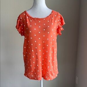 Loft women’s orange&white scoop neck top